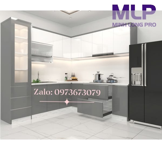 Tủ bếp trên inox cửa Acrylich